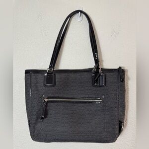 Coach Oxford logo print black monogram handbag